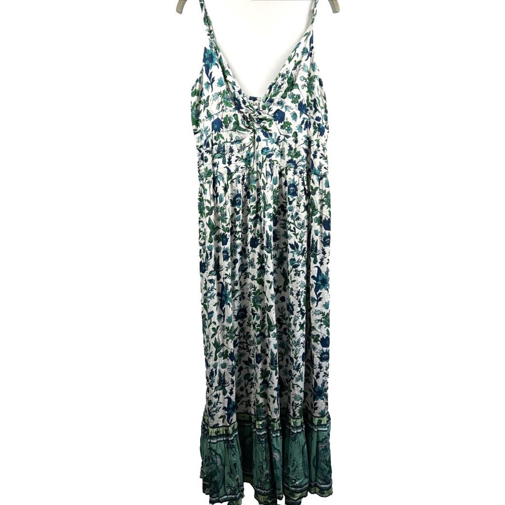 Arula Women's Maxi Sun Dress M Blue‎ Floral Ruffle Tiered Cottagecore Babydoll